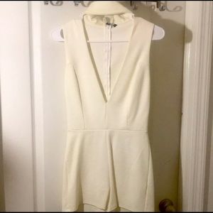 Agaci Plunge V-Neck Romper Ivory